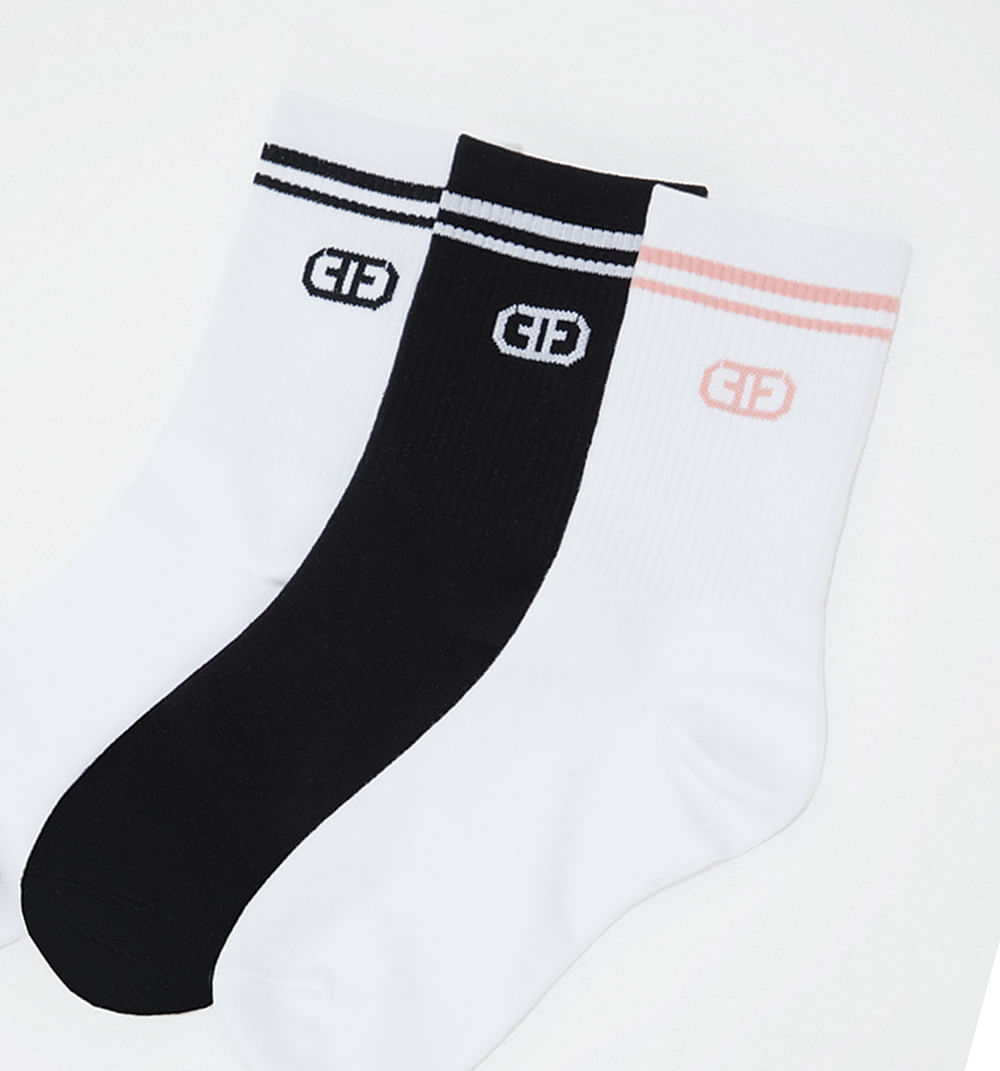 Medias deportivas con logo set x3