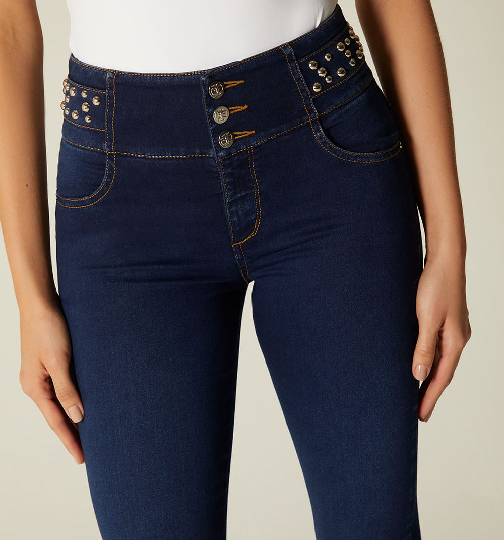 Jean ultraslim pretina ancha con taches