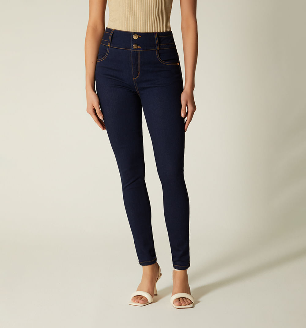 Jean  skinny tiro alto cinco bolsillos