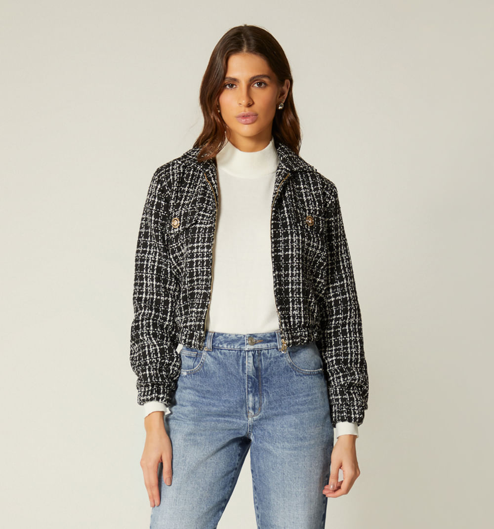 Chaqueta manga larga con cremallera frontal