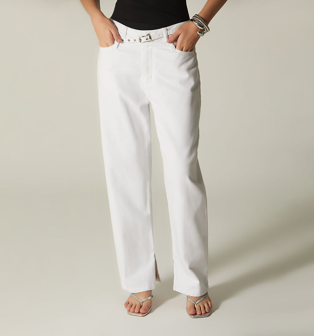 Jean loose fit con correa para mujer