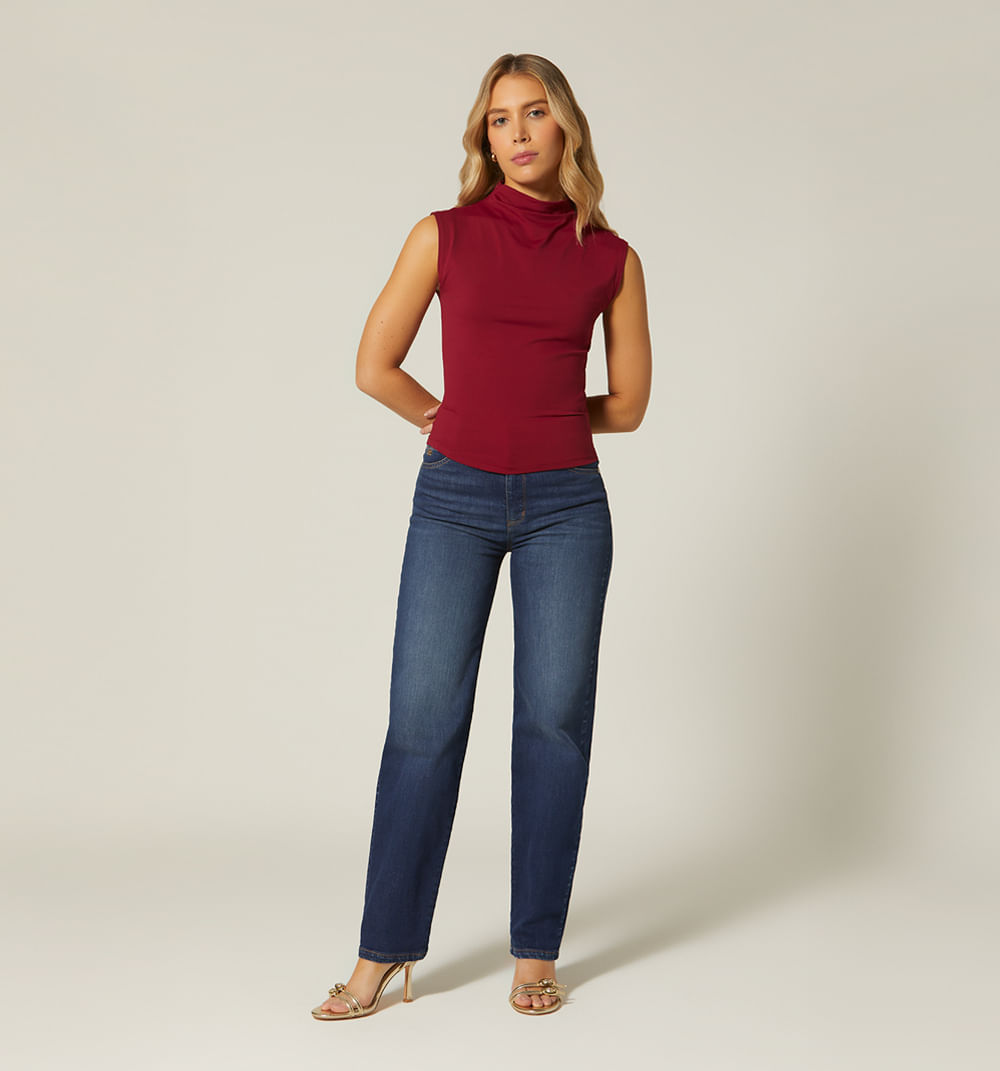 Blusa manga rodada cuello alto seguido