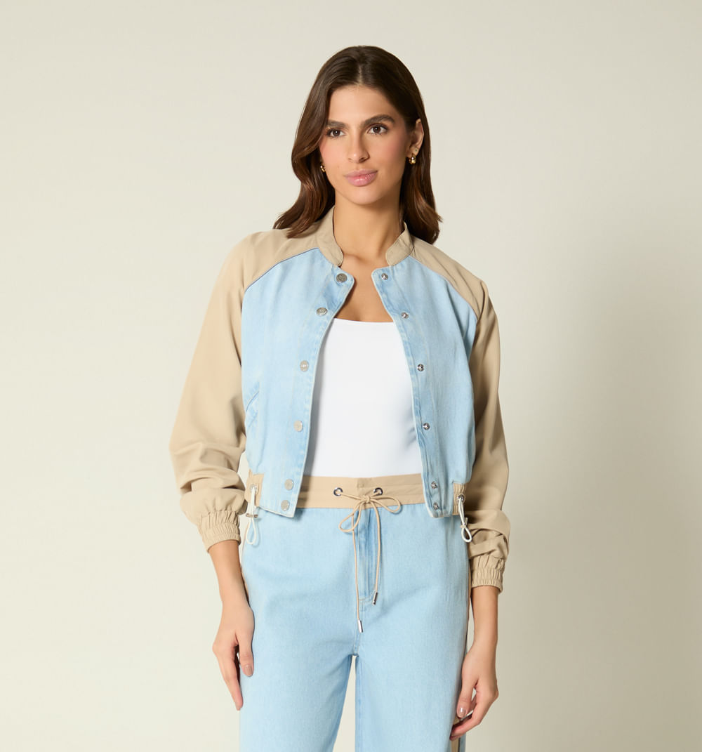 Chaqueta bomber cortes combinada