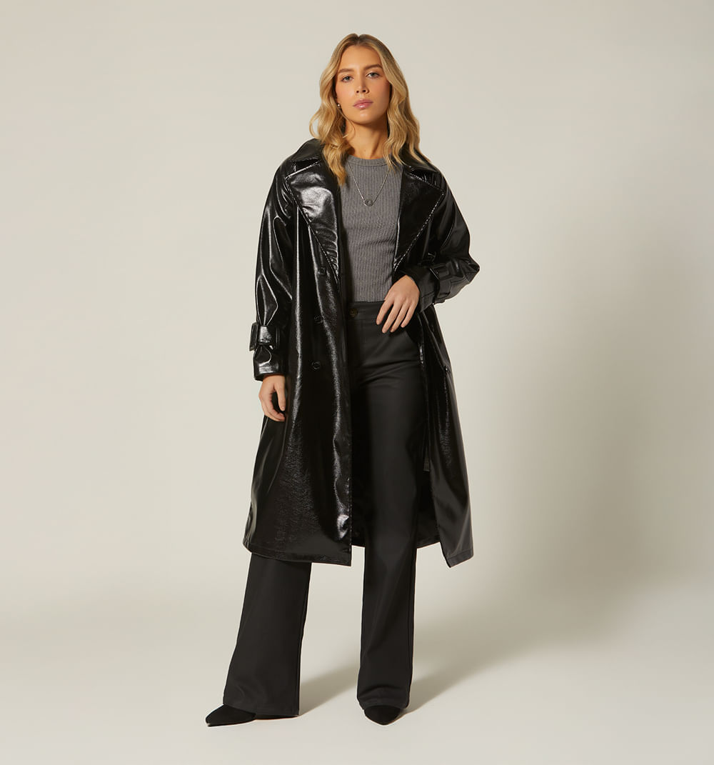 Trench largo clasico con cinturon