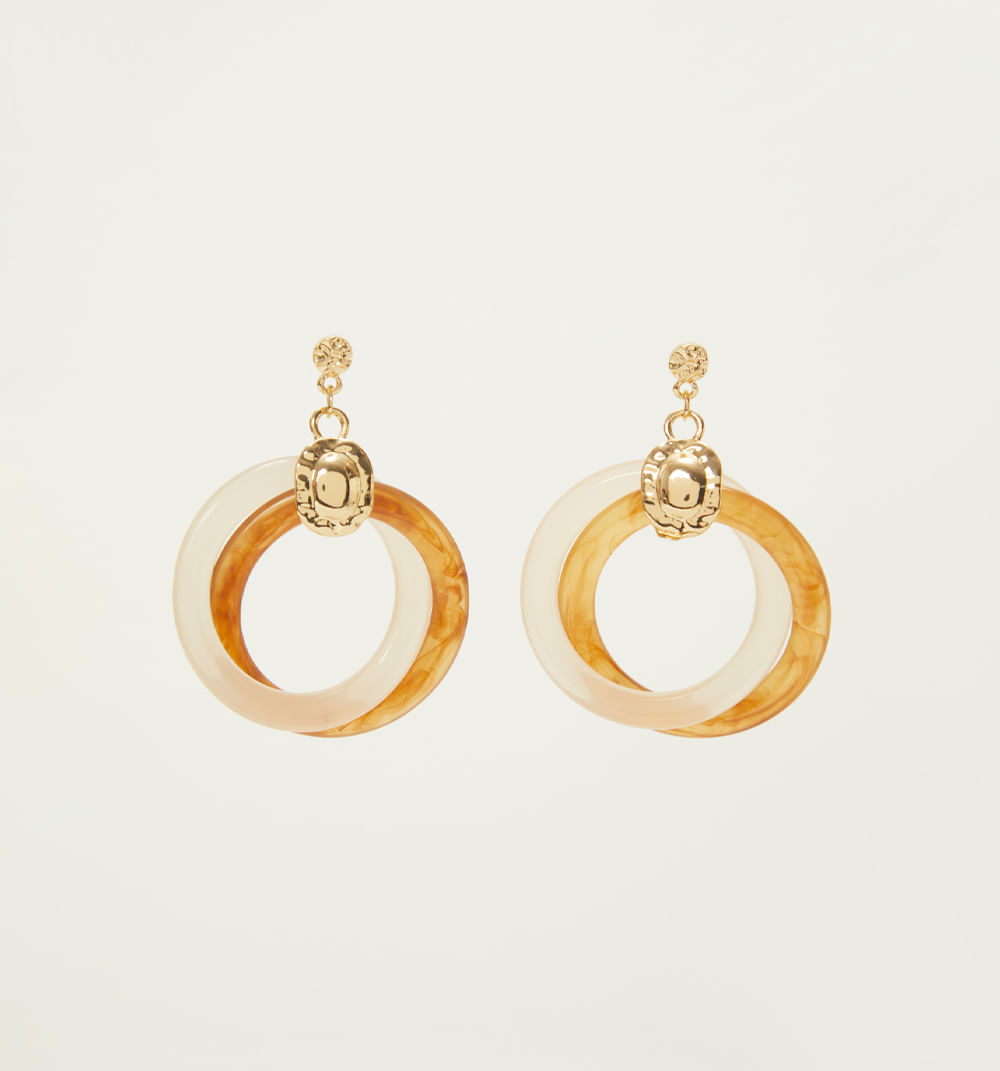 Aretes aros bicolor resina