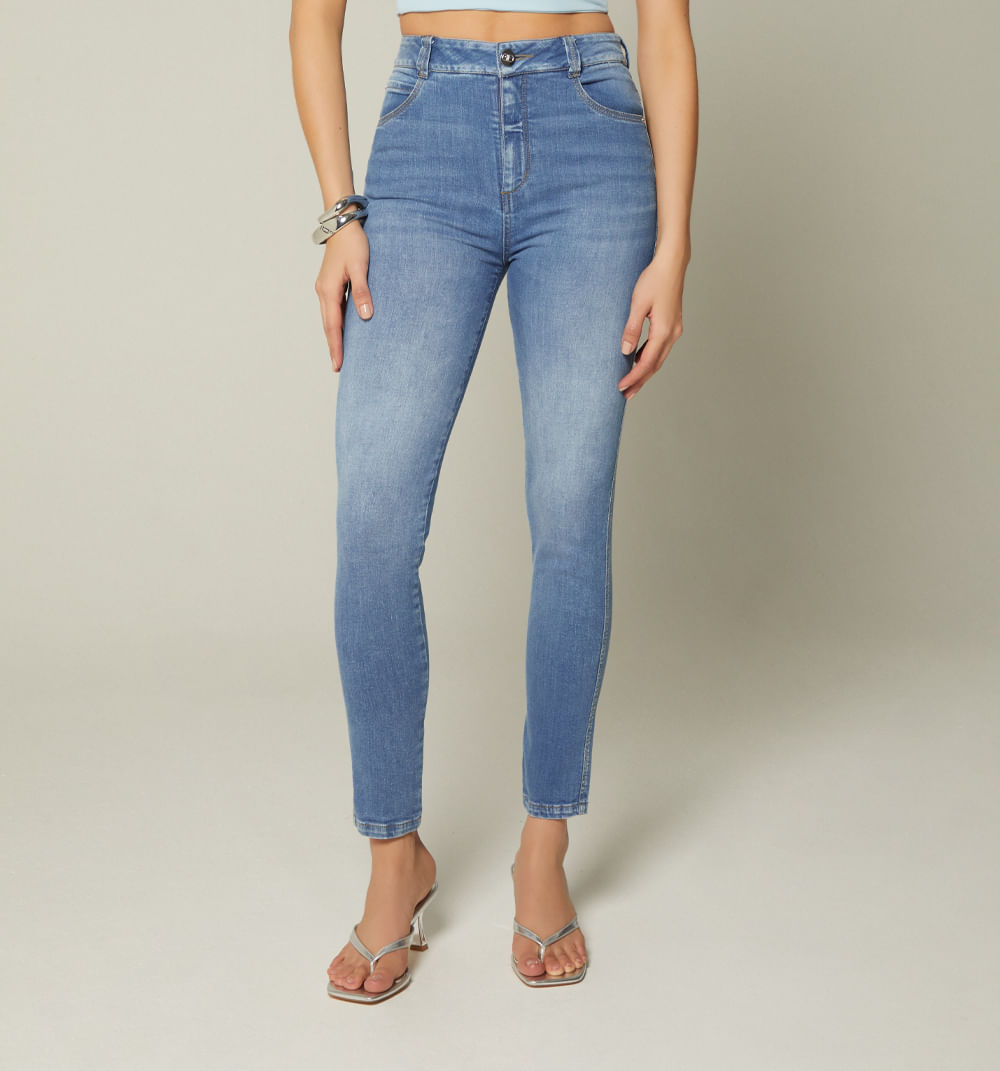 Jean  skinny tiro alto cinco bolsillos
