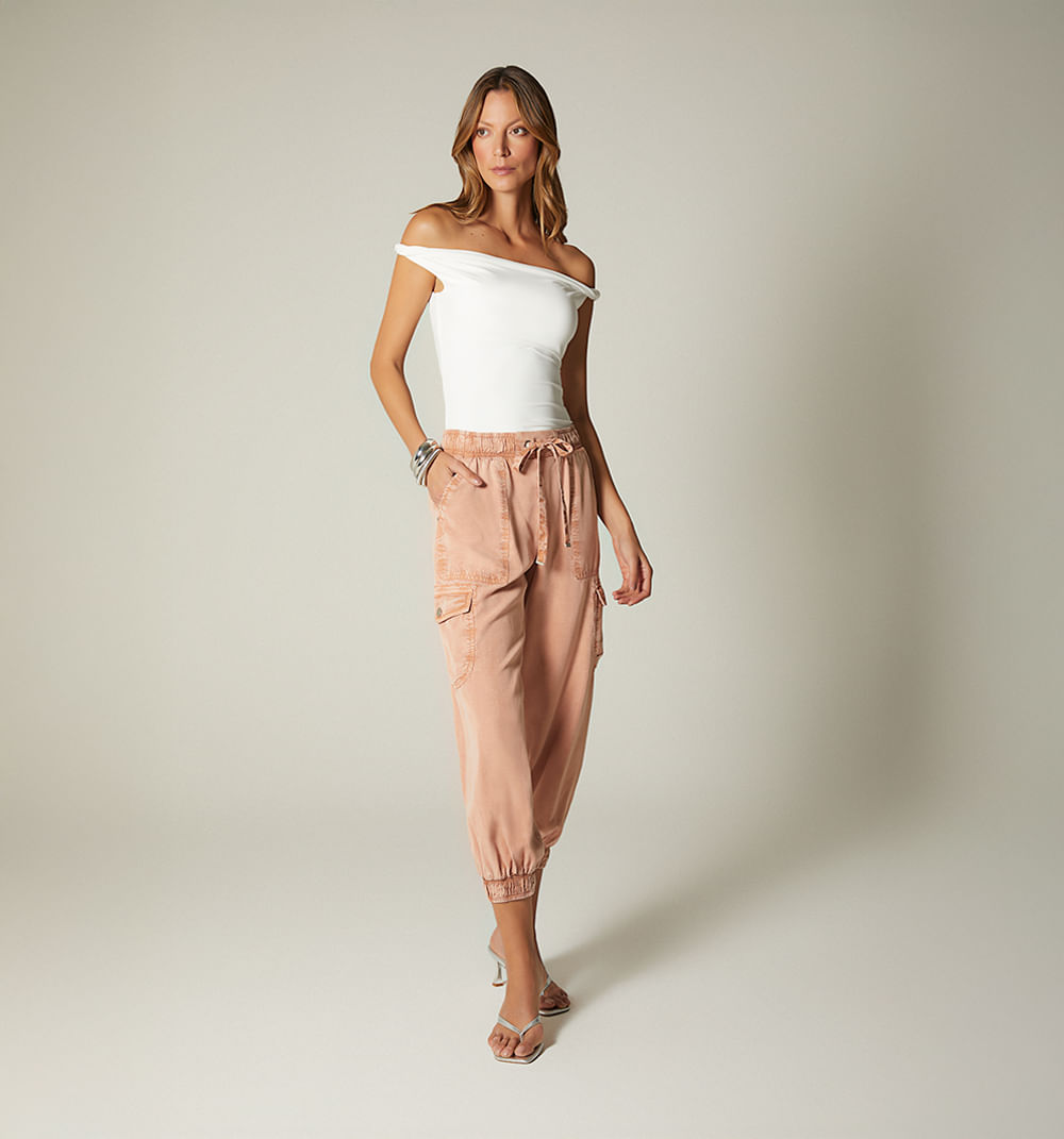 Jogger tiro alto bolsillos cargo color