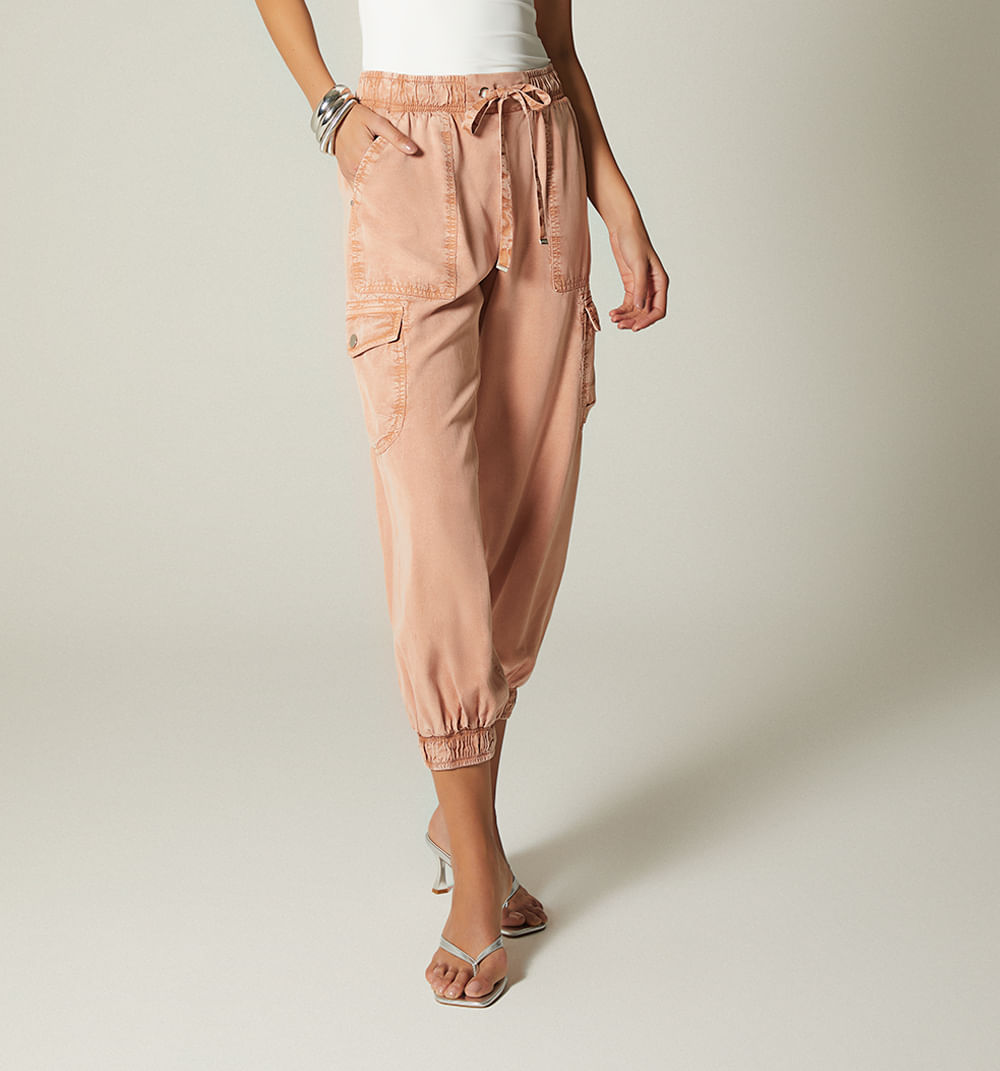 Jogger tiro alto bolsillos cargo color