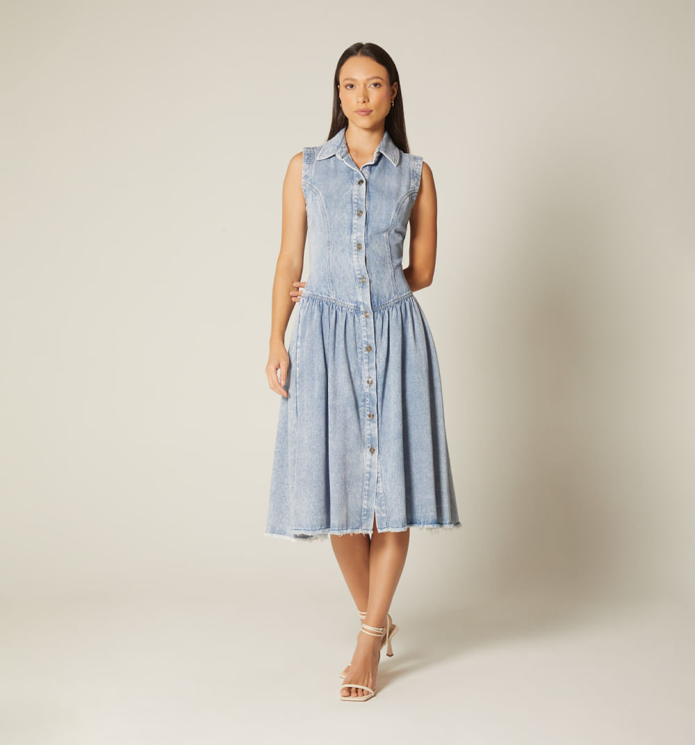Vestido sisa midi talle bajo