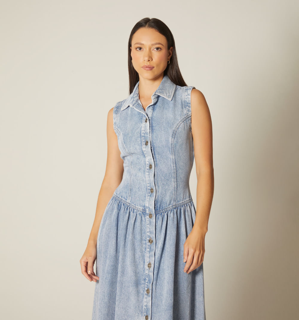 Vestido sisa midi talle bajo
