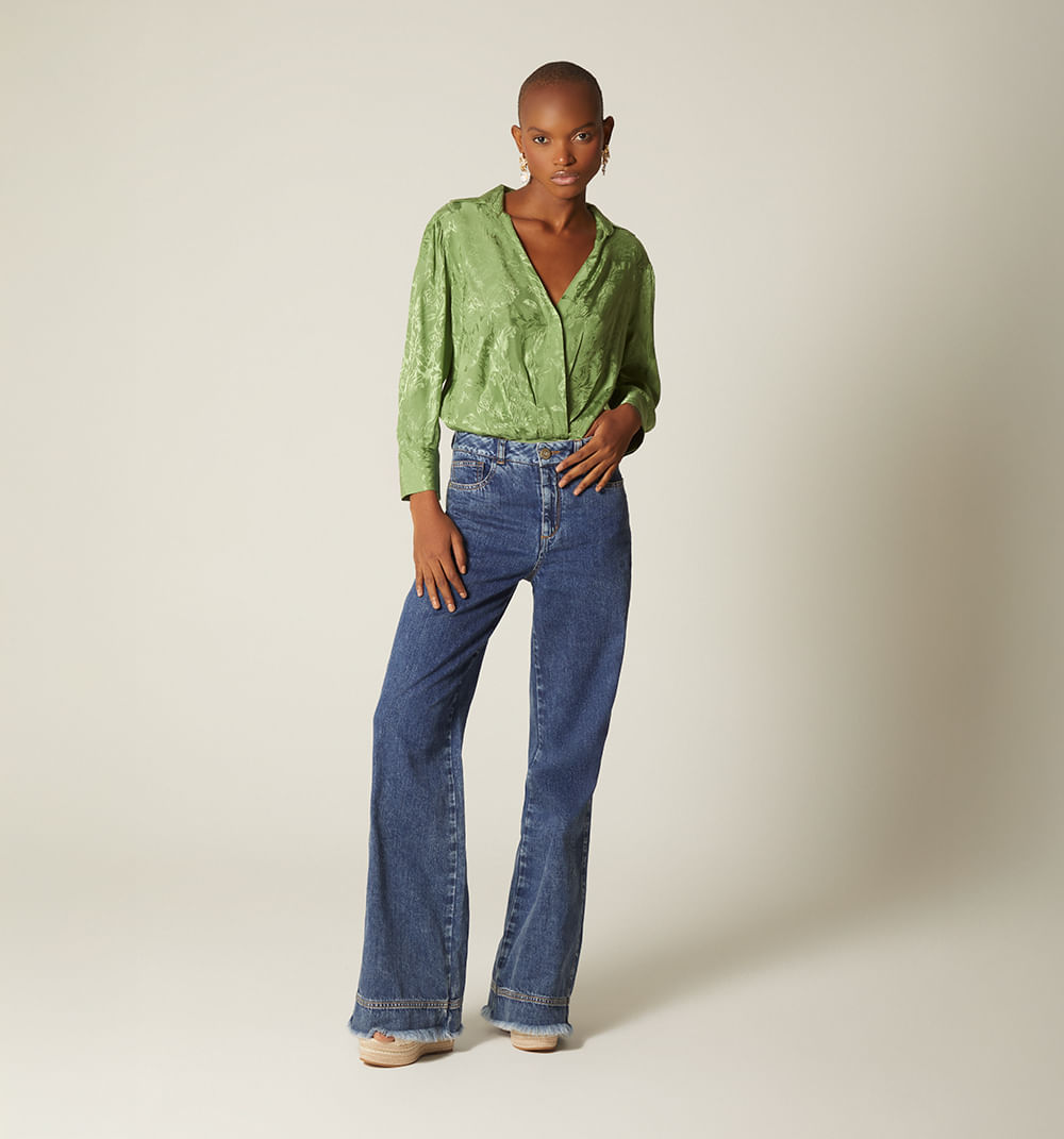 Jean campana tiro alto correa para mujer