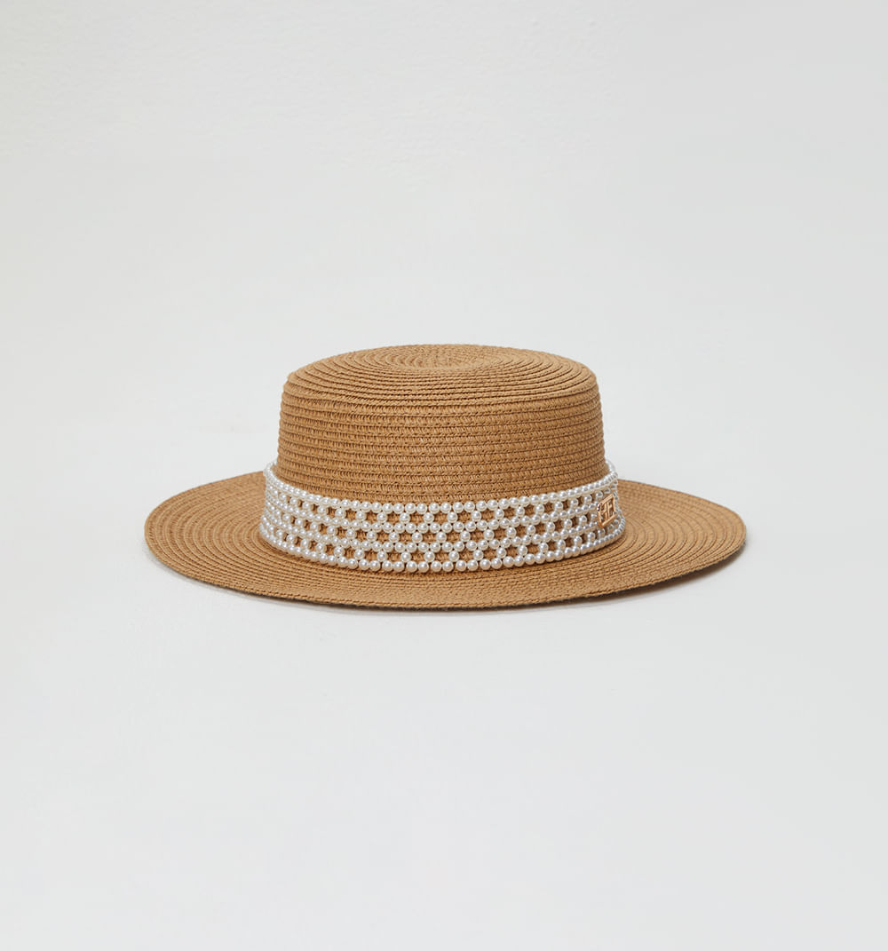 Sombrero canotier banda perlas