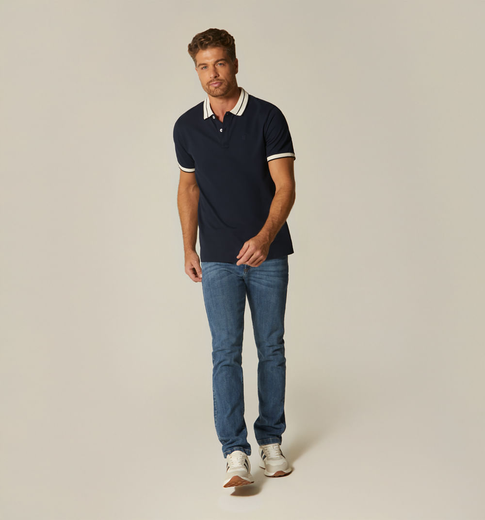 Polo para hombre con cuello jacquard