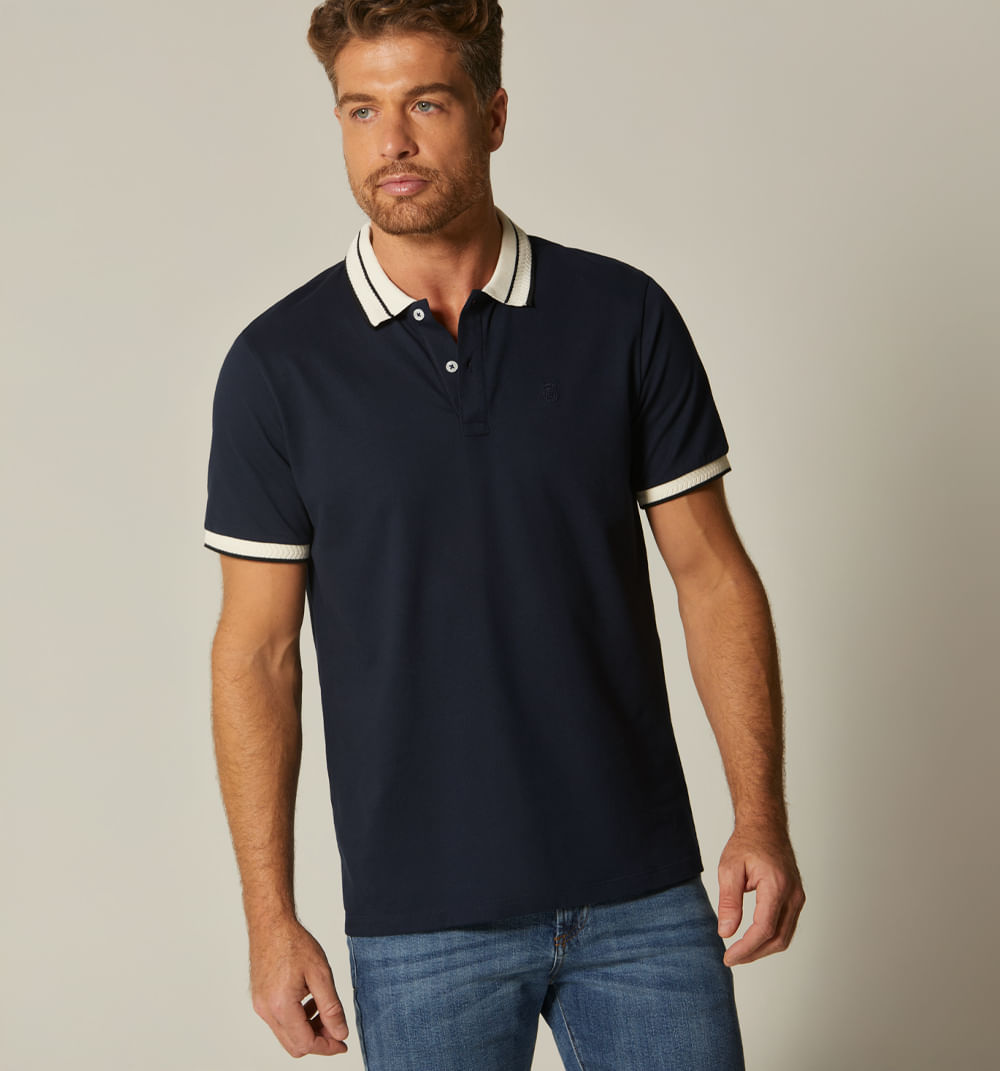 Polo para hombre con cuello jacquard