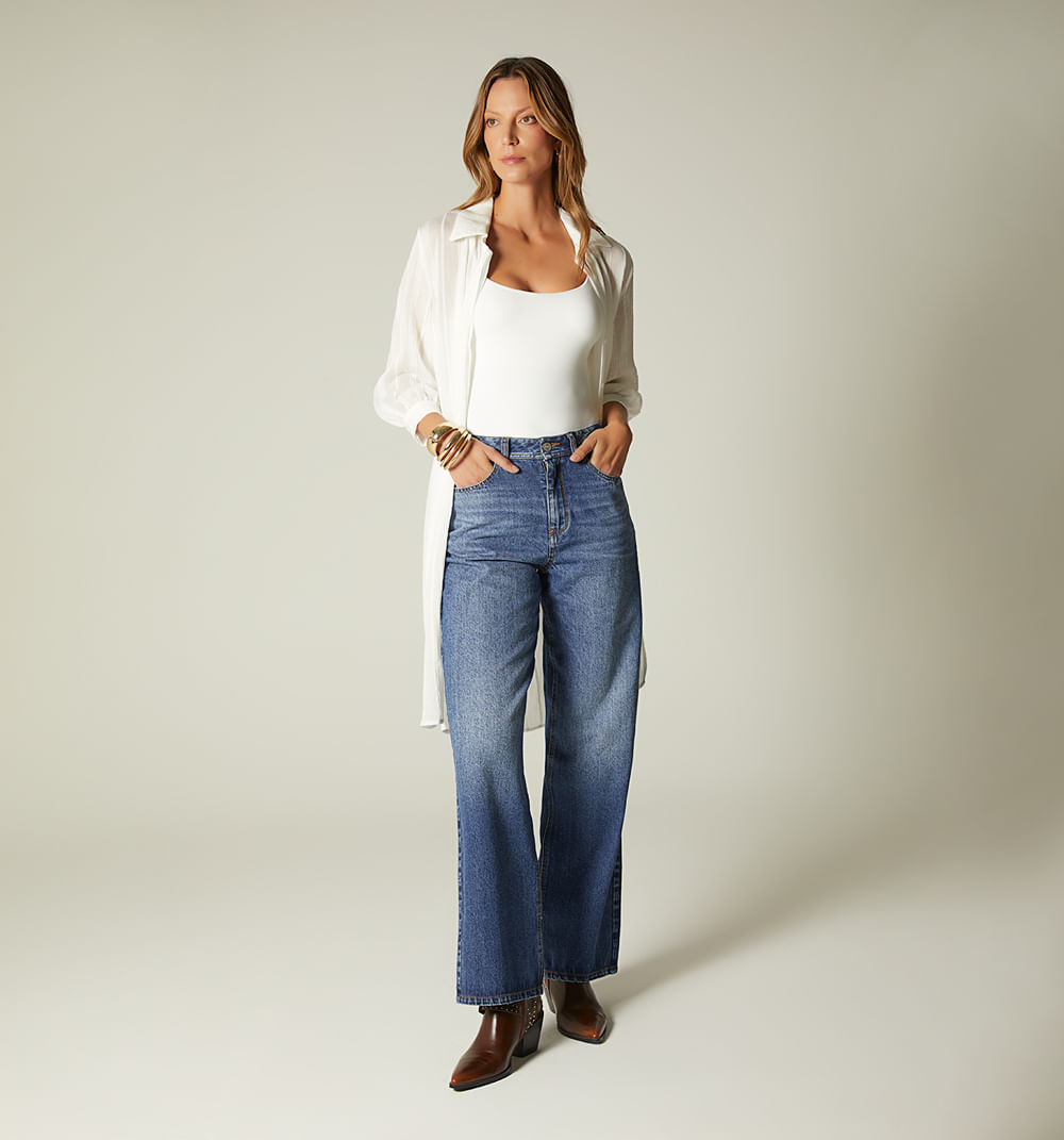 Jean bota recta collins tiro alto 5 bol