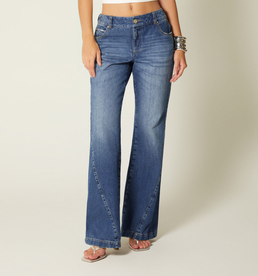 Jean campana tiro medio con cortes