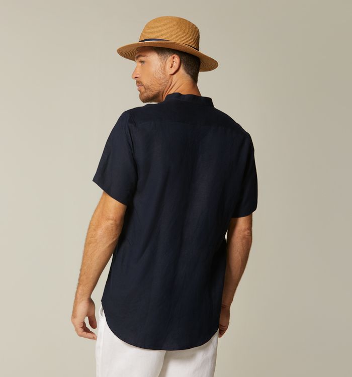 Camisa para hombre en lino cuello neru