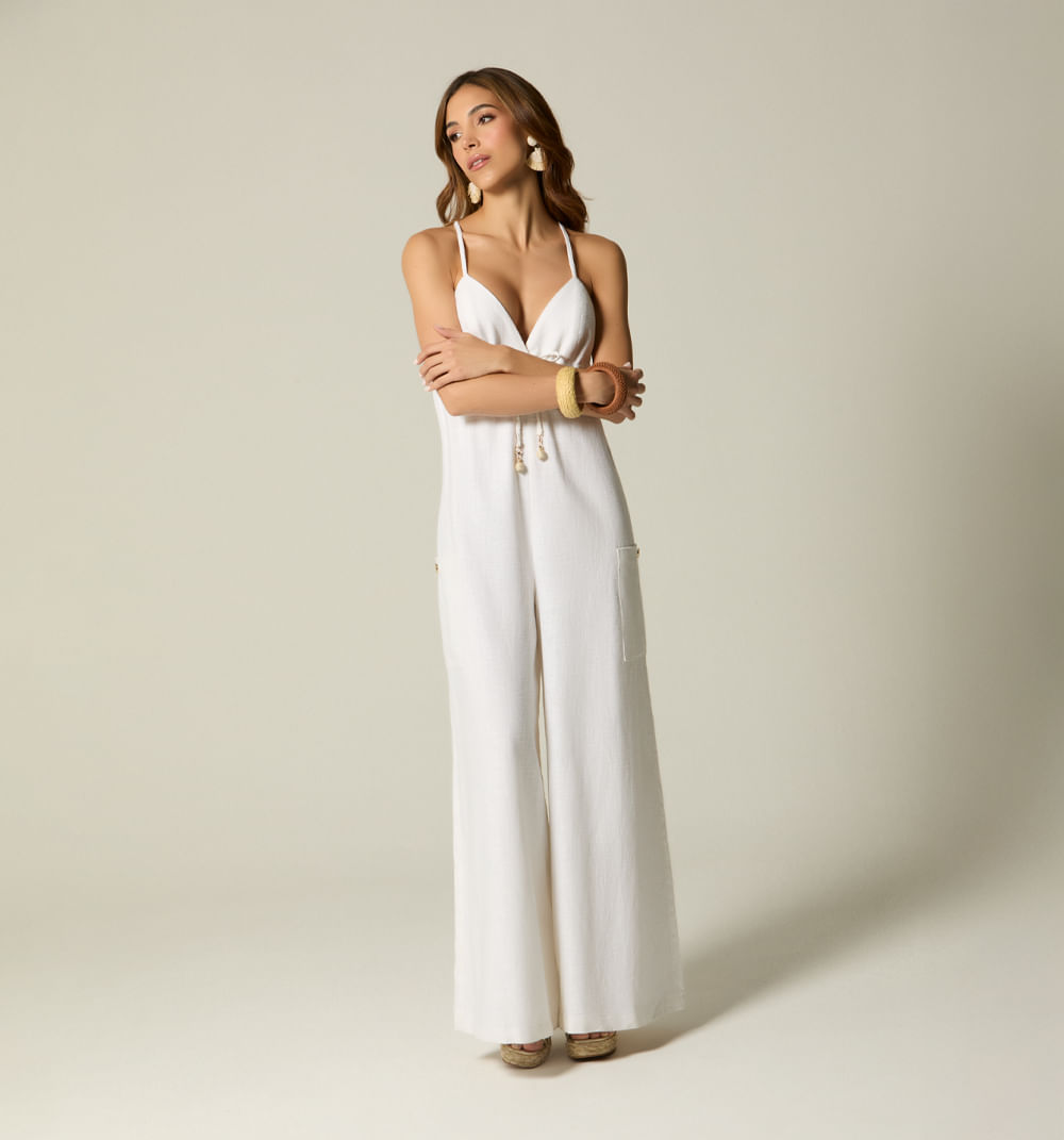 Enterizo palazo escote profundo espalda