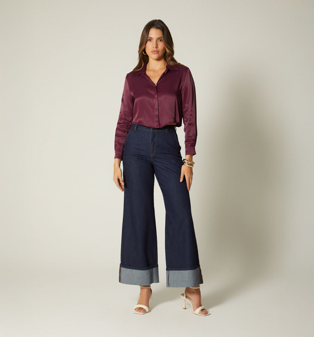 Jean palazo tiro alto con guardapolvo