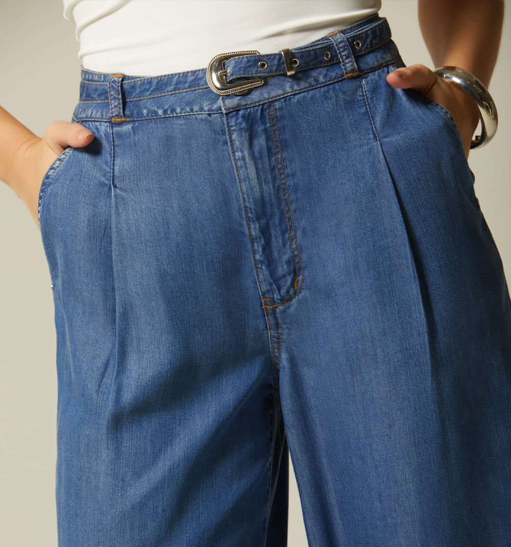 Jean palazzo tiro alto correa misma tela Ropa para mujer