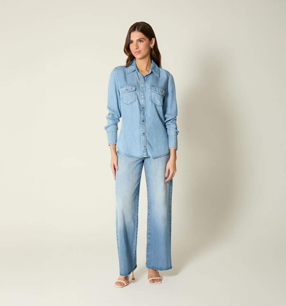 Blusa camisera manga larga para mujer