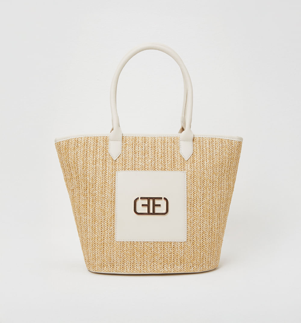 Bolso de hombro tejido con logo herraje