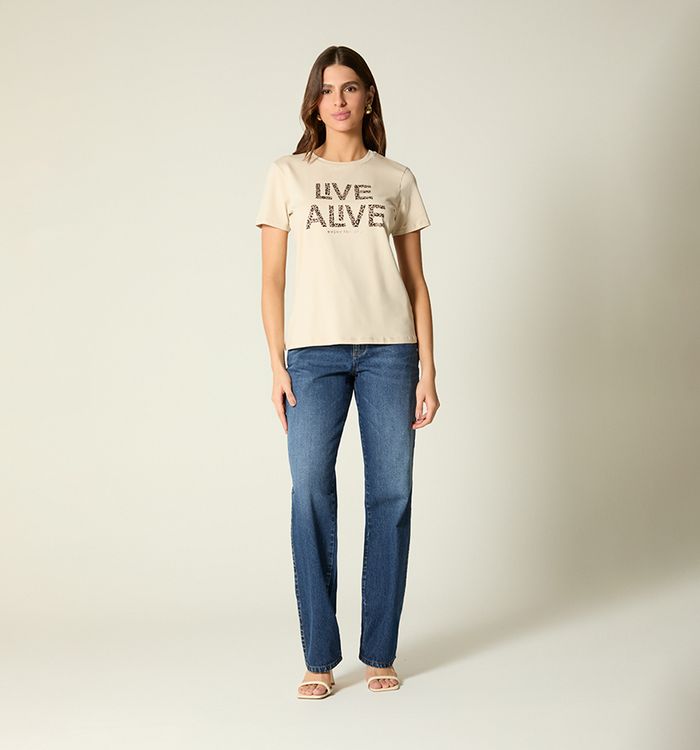 Camiseta manga corta estampado repujado