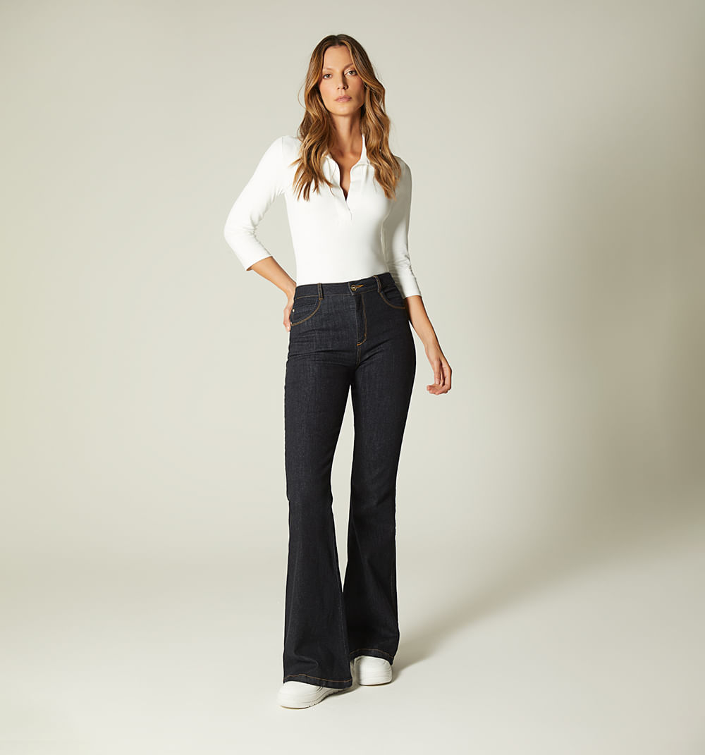 Jean bota campana tiro alto bardot