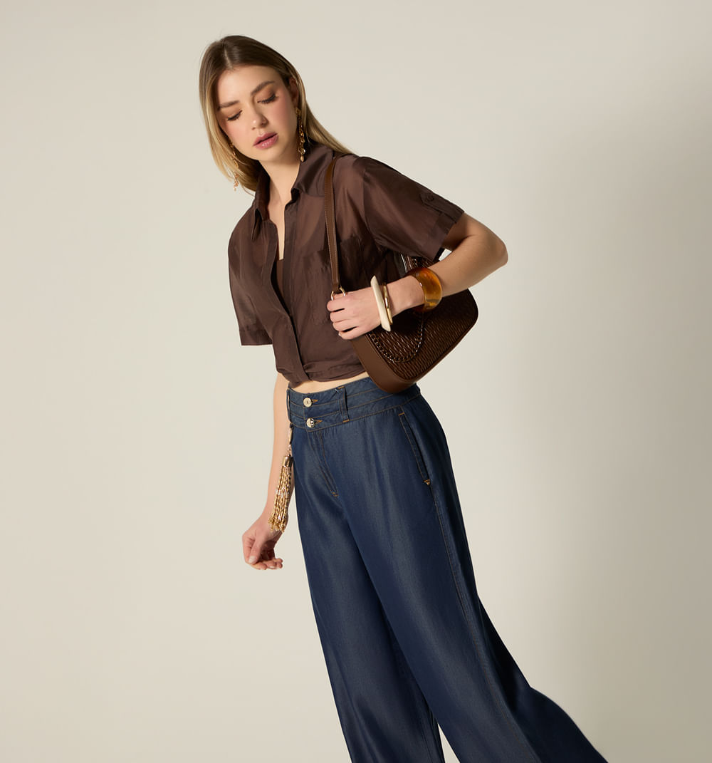 Blusa manga corta con entorche