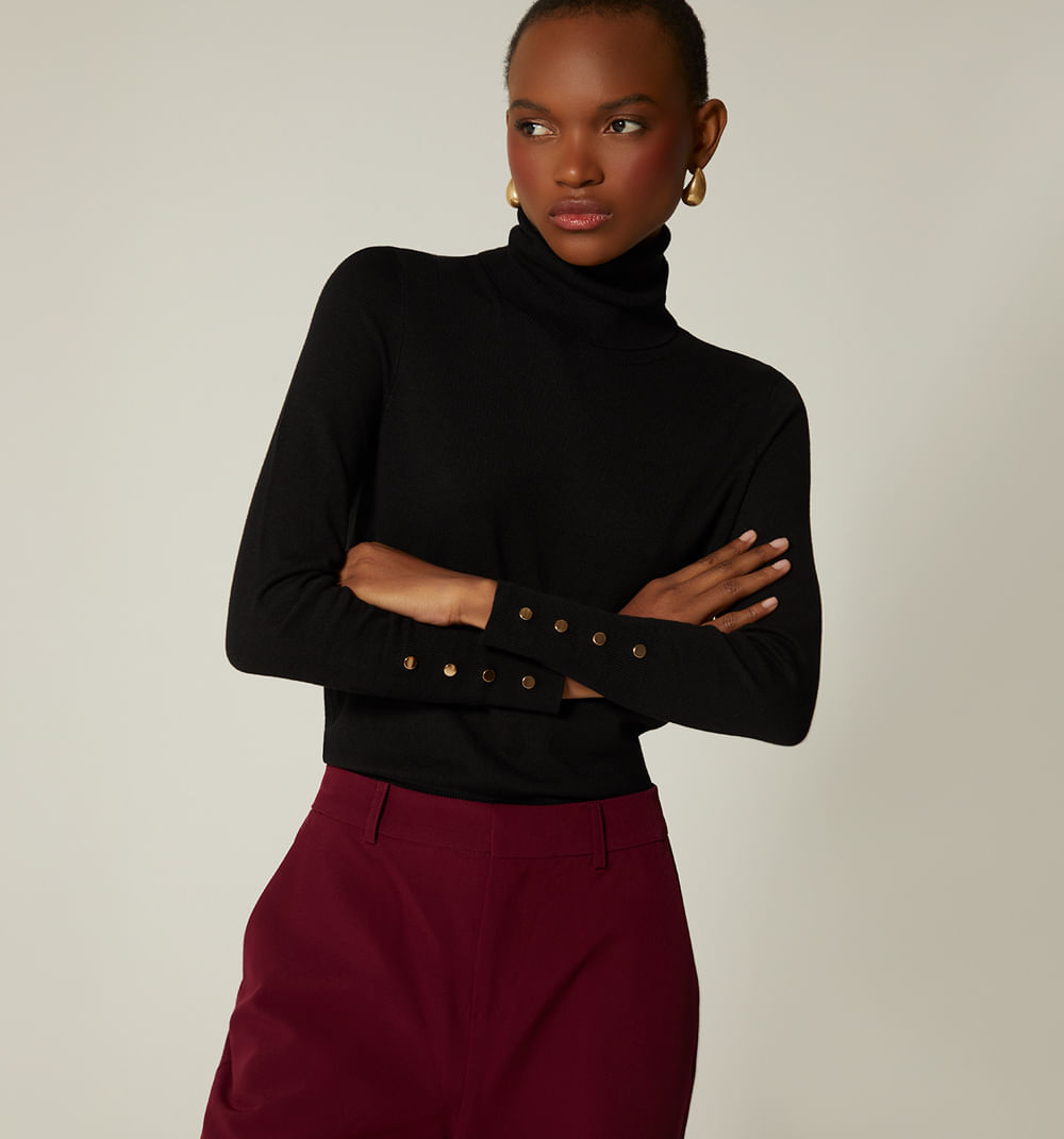 Buzo manga larga cuello tortuga