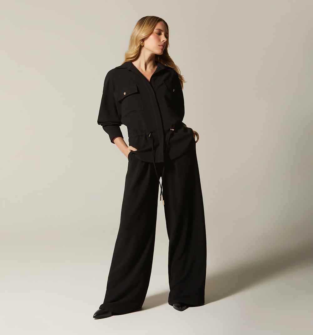 Blusa manga larga  con bolsillo