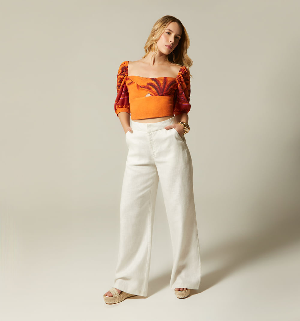 Blusa peplum manga corta