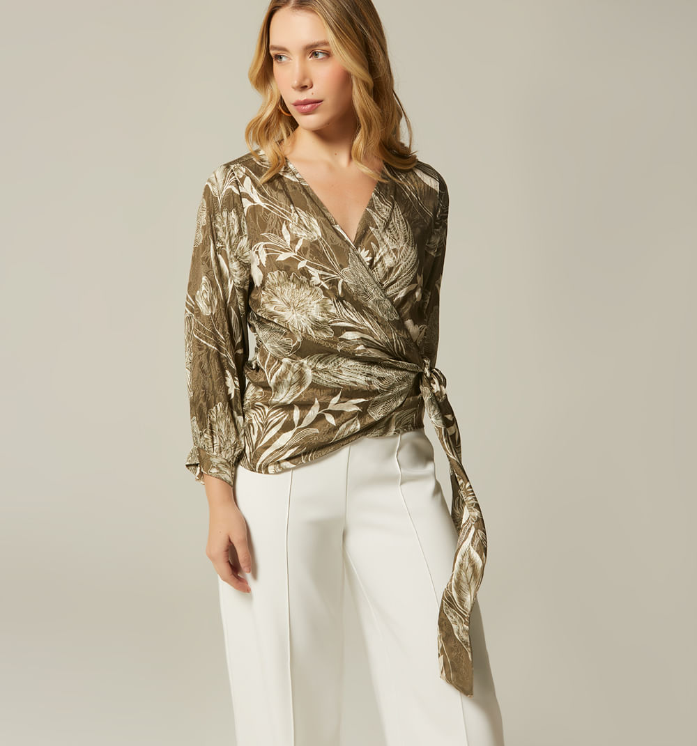 Blusa cruzada manga 3/4