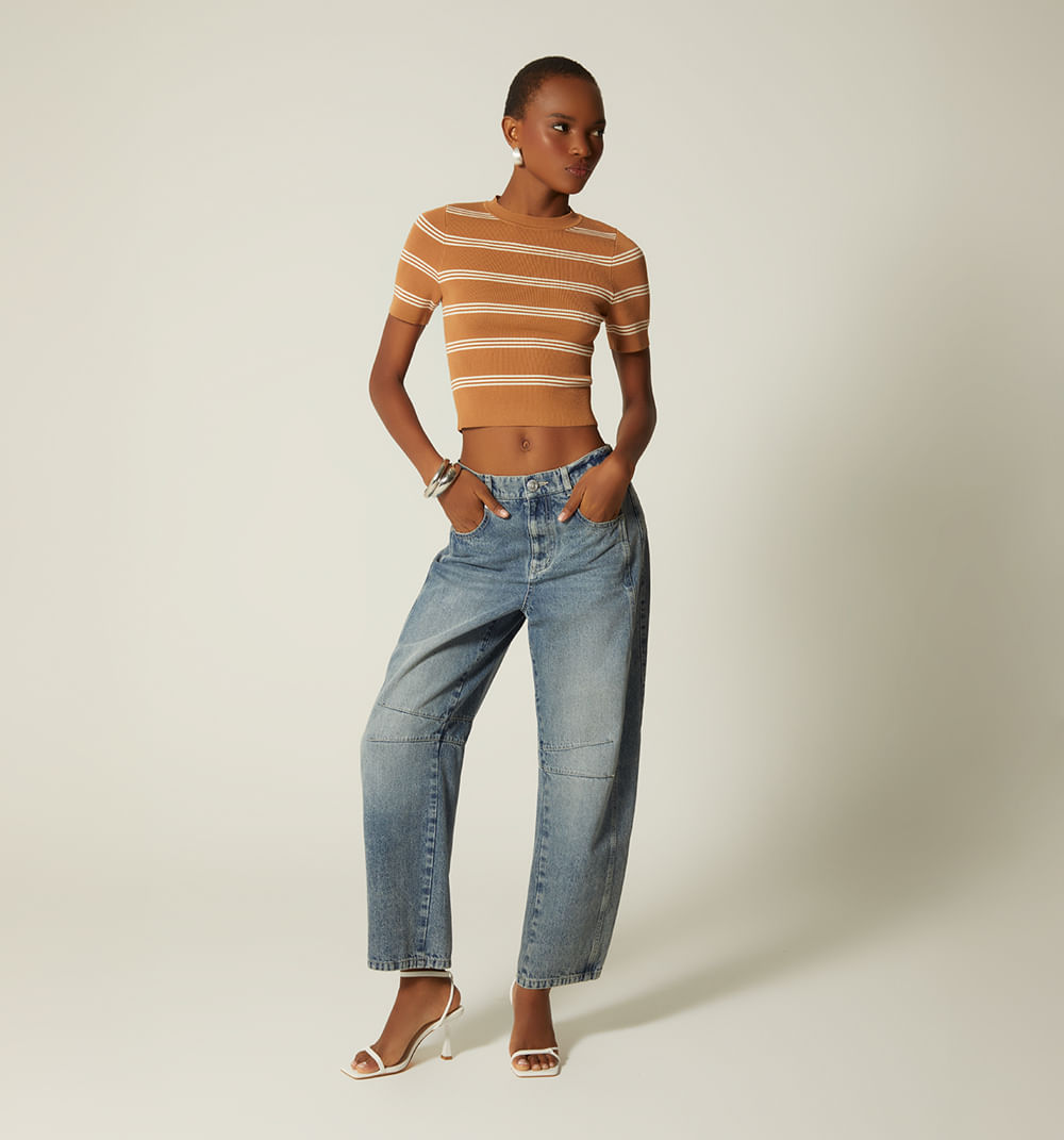 Blusa cuello redondo manga corta