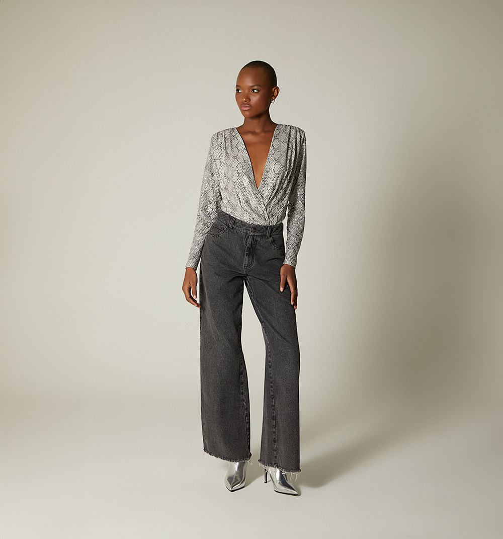 Body manga larga estampado piton