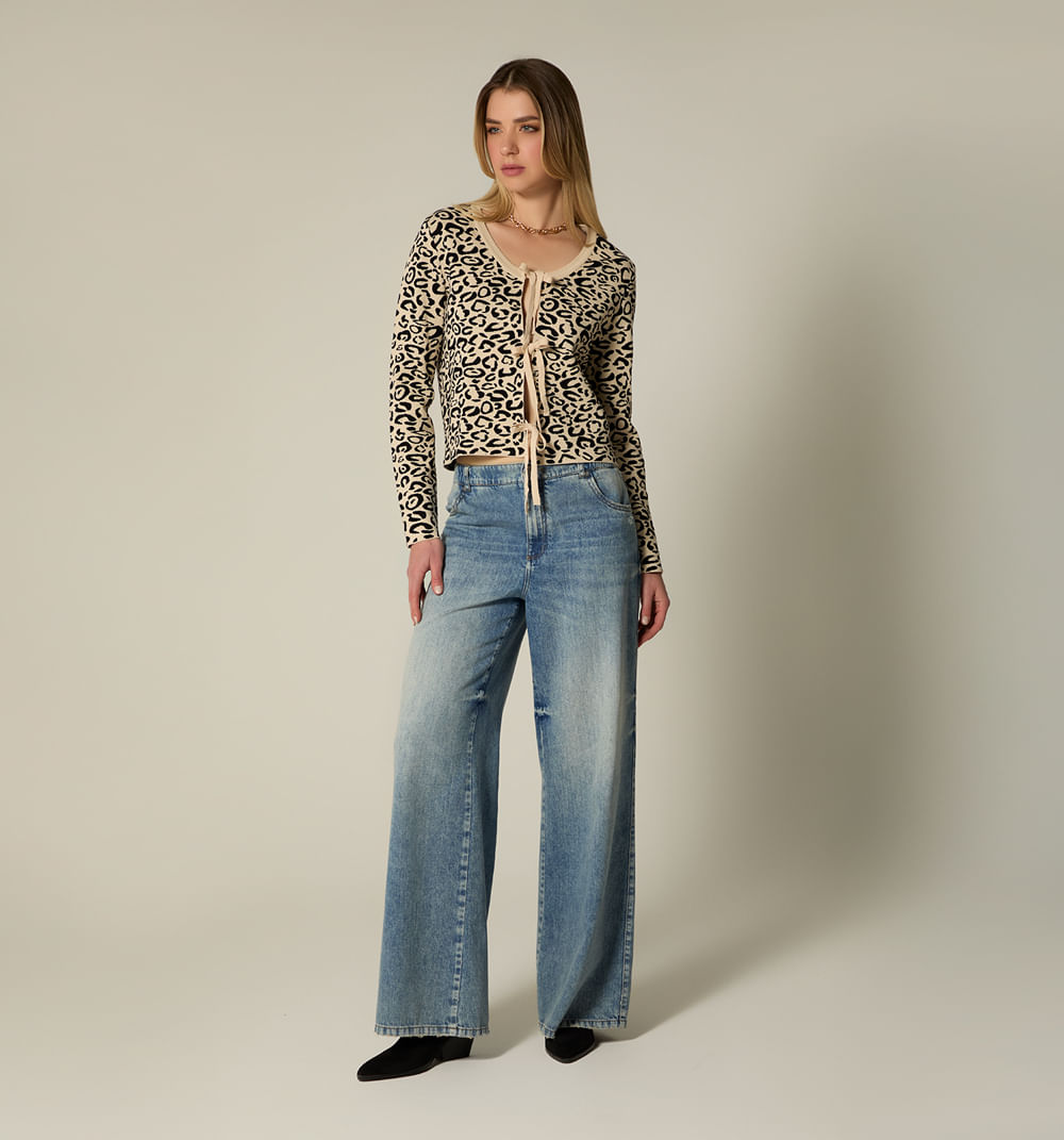 Cardigan tejido con amarres