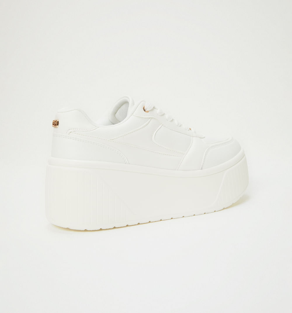 Tenis pataforma blanco con cortes a tono
