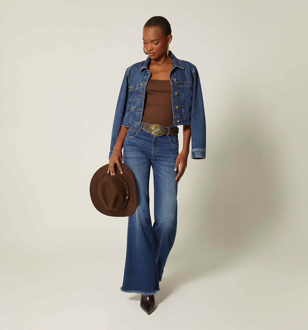 Jean bota campana tiro medio desflecado