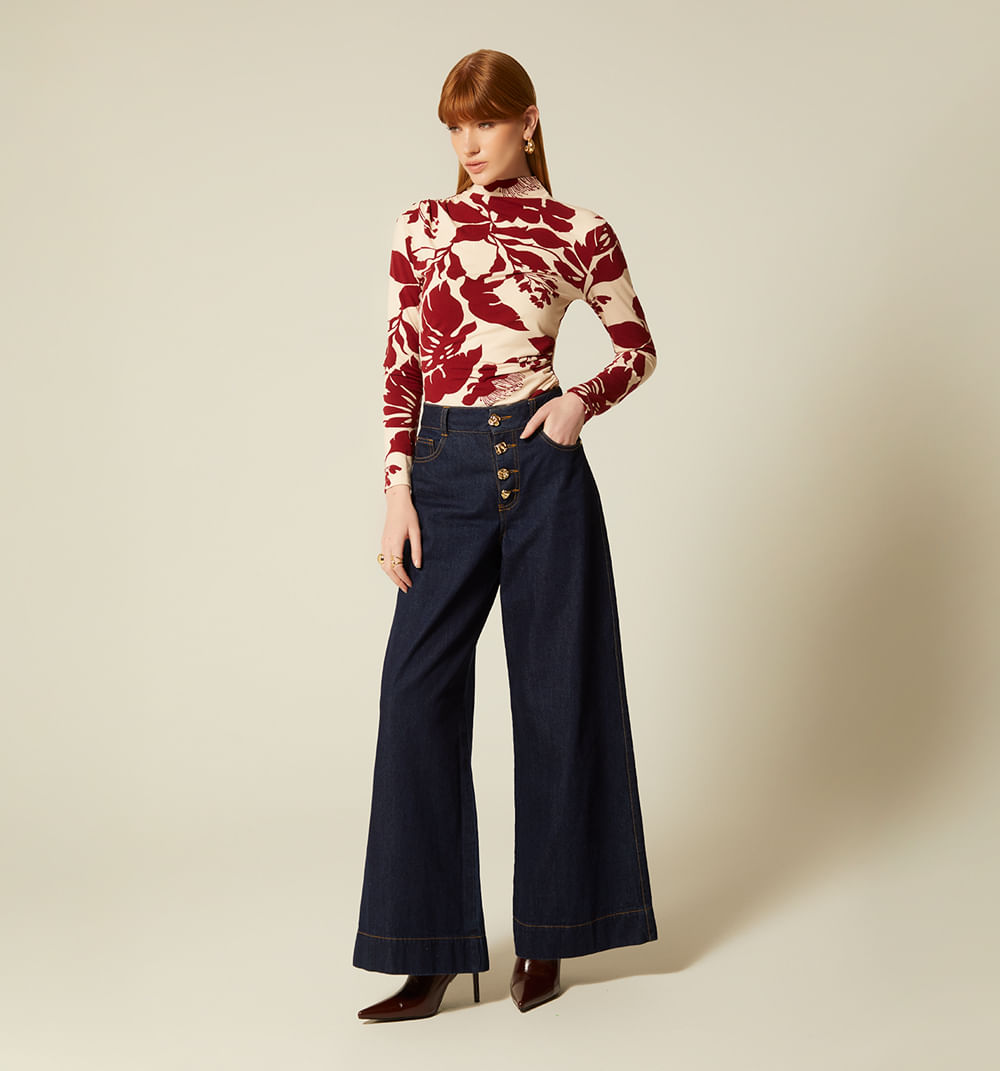 Blusa manga larga cuello alto