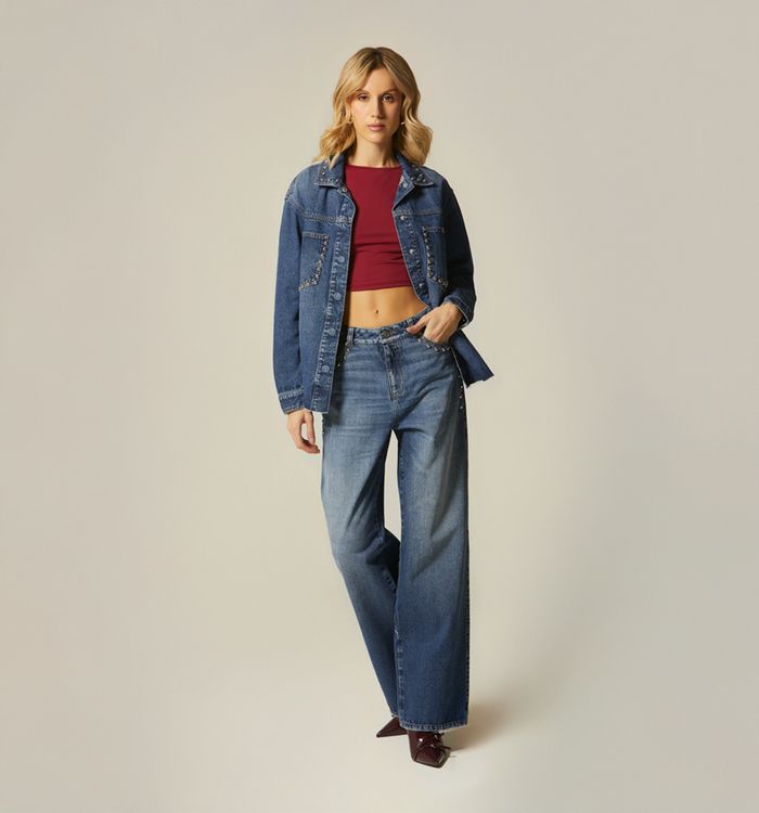 Blusa camisera manga larga con taches