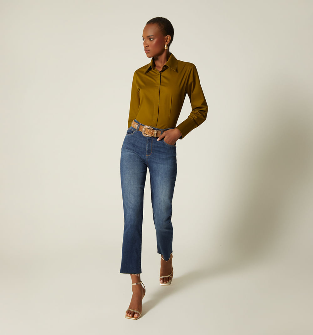 Jean skinny tiro alto cinco bolsillos