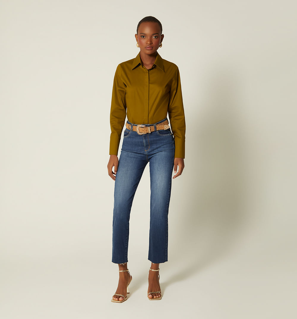 Jean skinny tiro alto cinco bolsillos