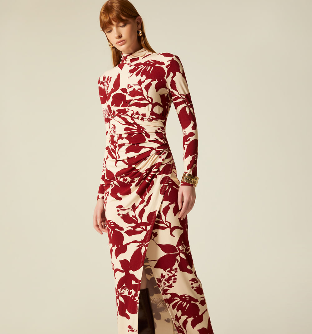 Vestido midi manga larga