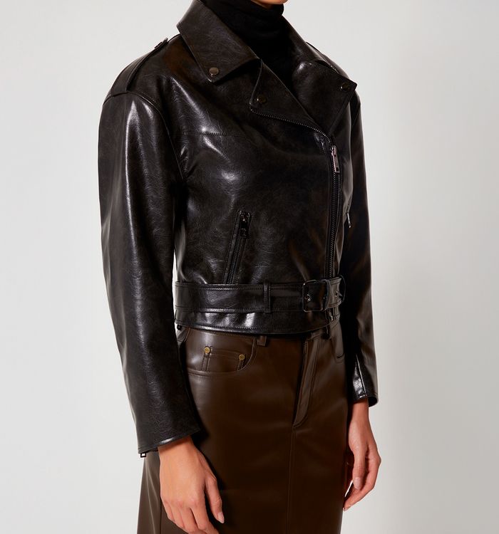 Chaqueta biker manga larga con cinturón