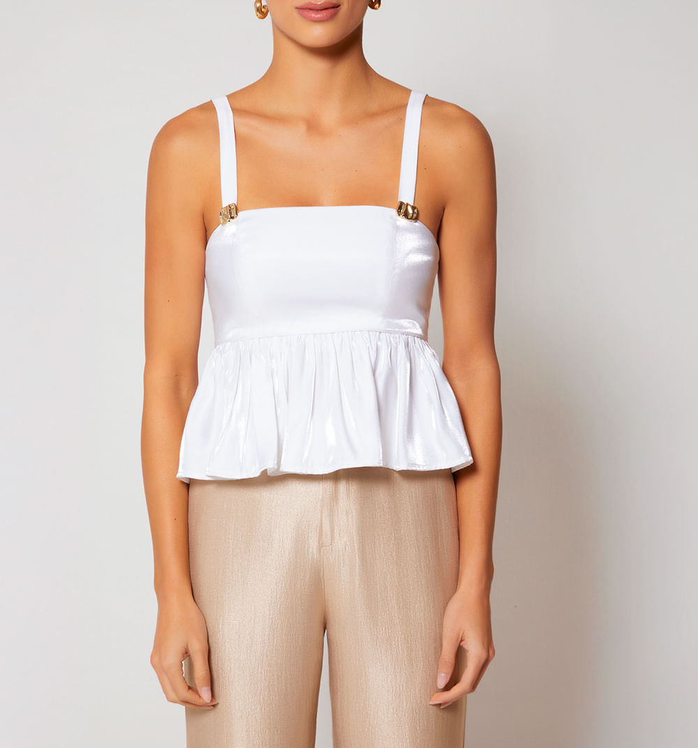 Blusa peplum de tiras