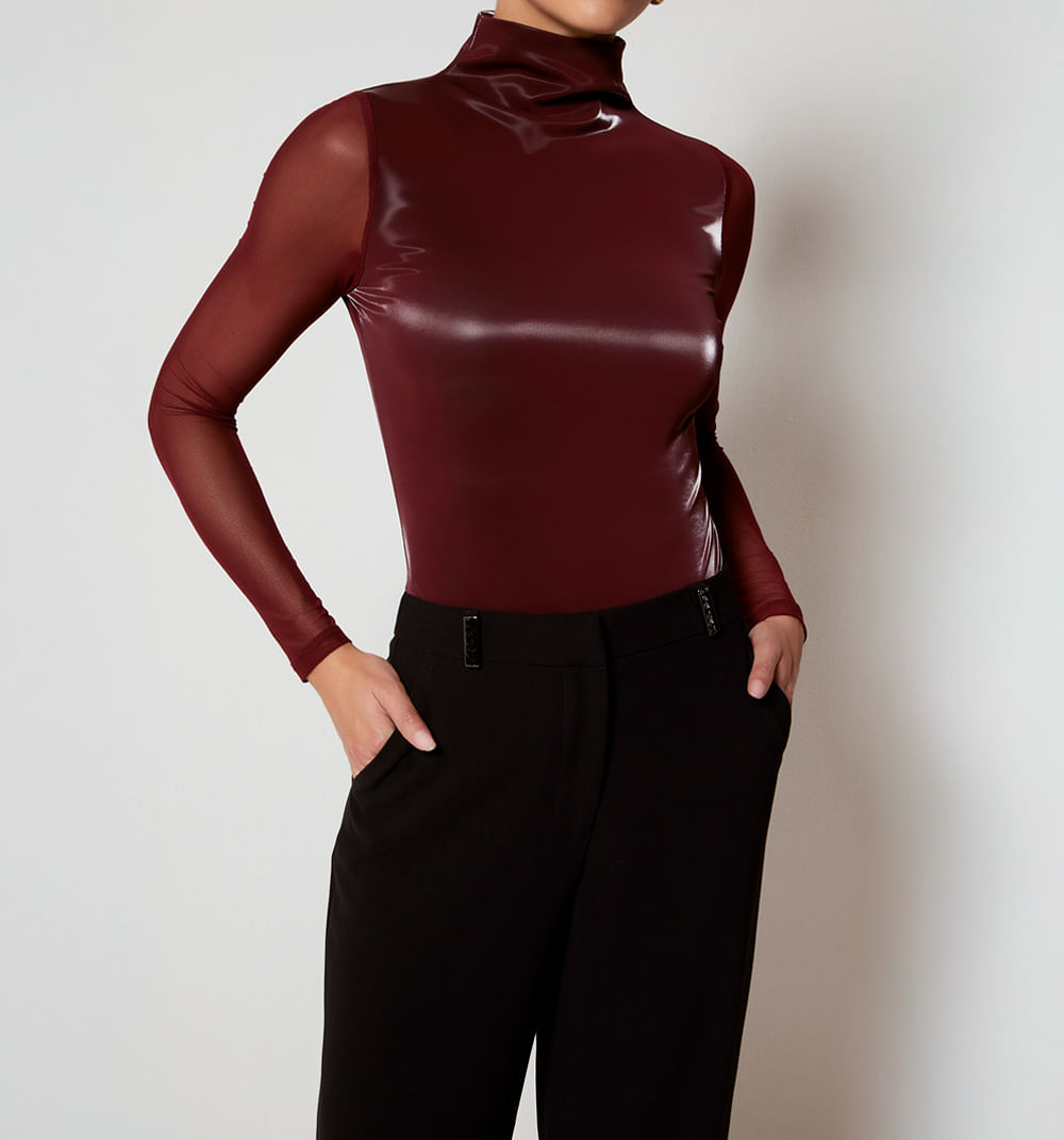 Body manga larga cuello alto