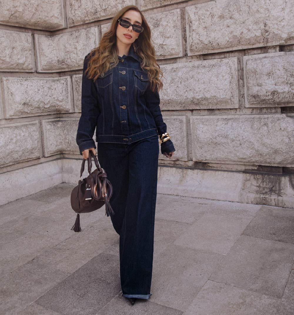 Chaqueta clasica larga raw denim