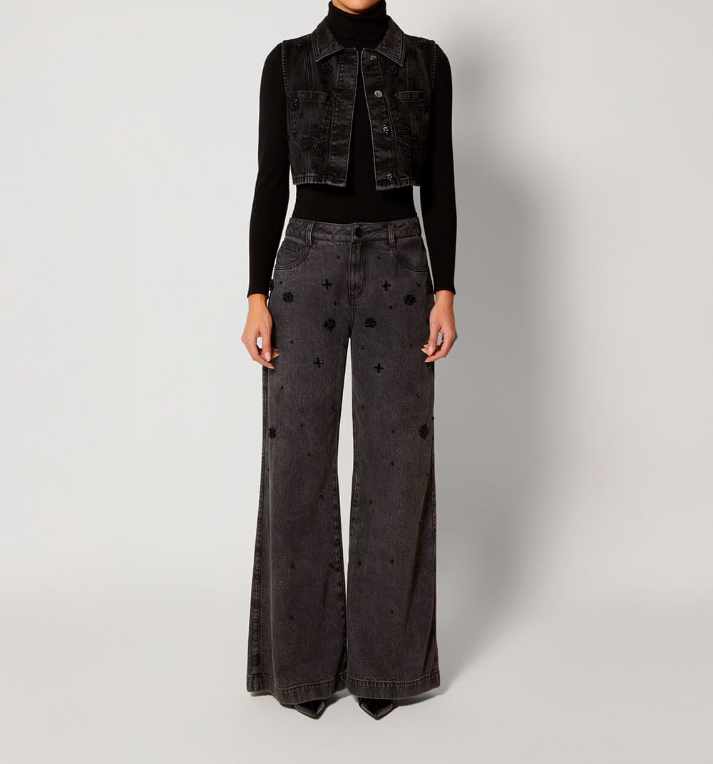 Chaleco perlas negras