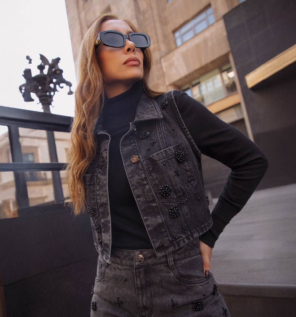 Chaleco perlas negras