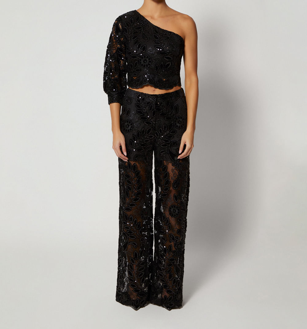 Blusa de un solo hombro con lentejuelas